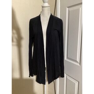 Splendid Black Open Front Cardigan Pima Cotton Modal Blend Lightweight Medium